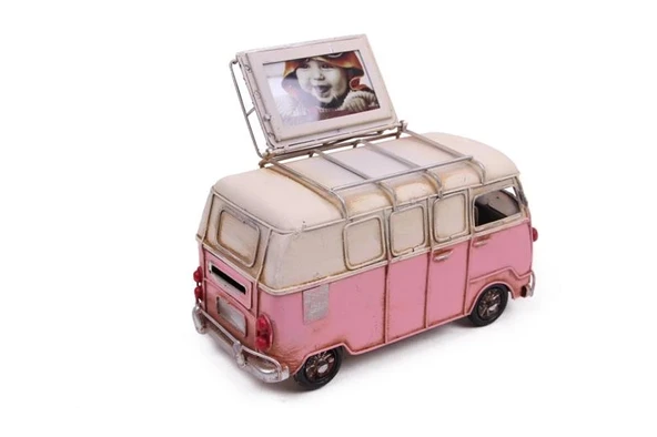 Dekoratif Metal Minibüs Çerçeveli ve Kumbaralı Hediyelik - Resim 3