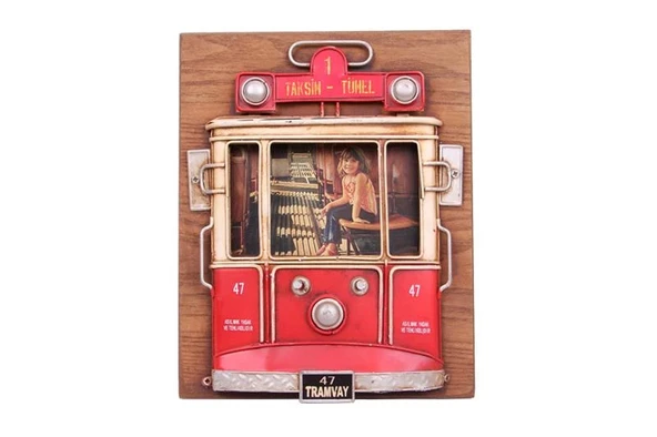 Dekoratif Metal Çerçeve Tramvay Dekorlu Vintage Ev Ofis Hediyelik ürün görseli 1