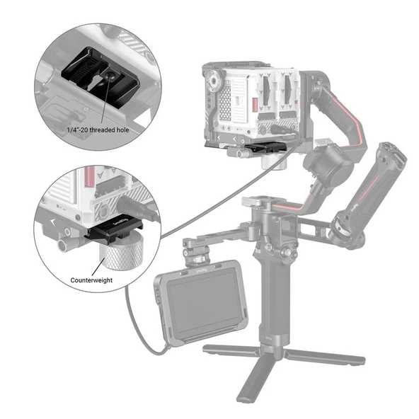 SmallRig 3158B DJI RS 2 / RSC 2 / Ronin-S / RS 3 / RS 3 Pro Gimbal için  Hızlı Çıkarma Plakası - 4