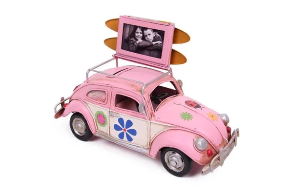 Dekoratif Metal Araba Çerçeveli ve Kumbaralı Hediyelik - Resim 2