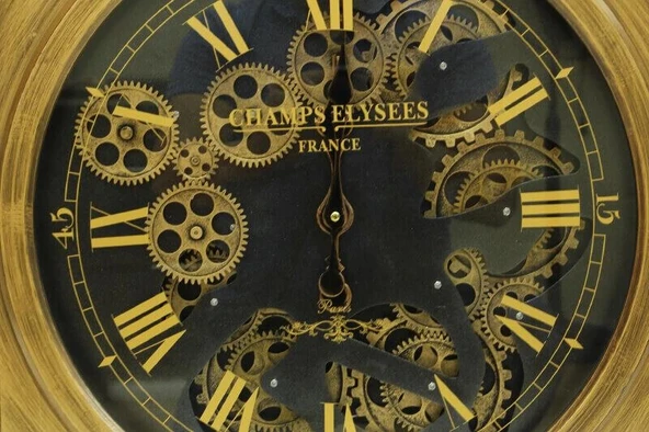 Saat Çarklı Kare Roma Rakamlı Duvar Saati Dekoratif Hediyelik - Resim 2