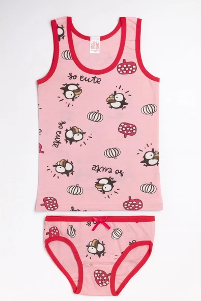 Kız Çocuk Desenli Geniş Askılı Atlet Külotlu Takım 6'lı Set ürün görseli