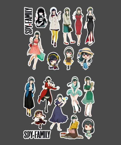 Yor Spy X Family Parlak Kağıt 2Li Sticker Seti -çıkartma -süsleme -anime etiket - 3