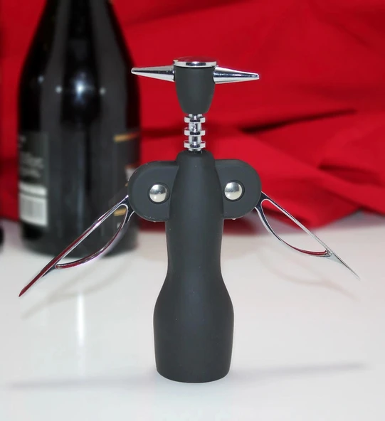 Paslanmaz Çelik Tirbuşon Açacak Siyah Şarap Açacağı ürün görseli 1