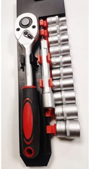 Premium 12 Parça Lokma Anahtar Takımı Cırcırlı Seti Standlı Otomatik Ayarlı Kilitli Mandallı Somun - 3