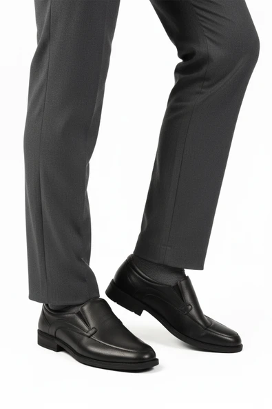 Aspor Siyah Bağcıksız Deri Erkek Casual Ayakkabı ürün görseli 1