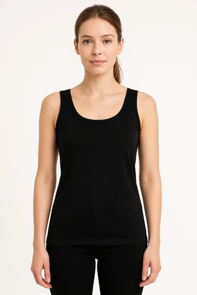 Kadın Basic Pamuklu Atlet 3'lü Set Beyaz , Siyah , Ten - Resim 2