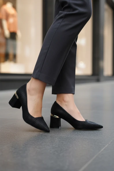 Aspor Siyah Kadın Topuklu Ayakkabı - Resim 3