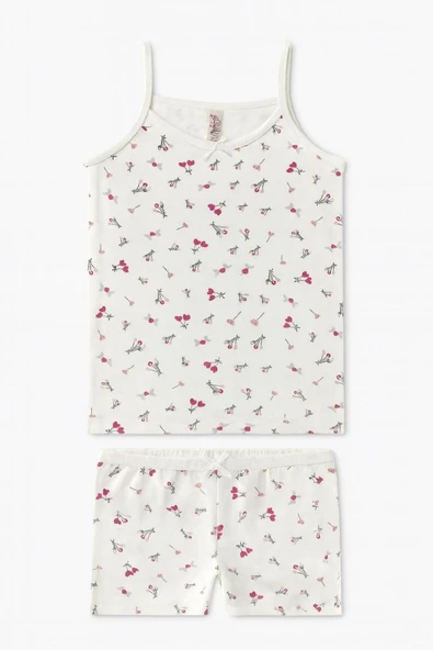 Kız Çocuk Desenli İp Askılı Atlet Şortlu Takım 6'lı Set - Resim 3