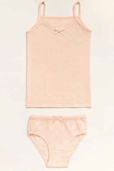 Kız Çocuk Jakarlı İp Askılı Atlet Şortlu Takım 6'lı Set - Yazlık İç Giyim - Resim 2