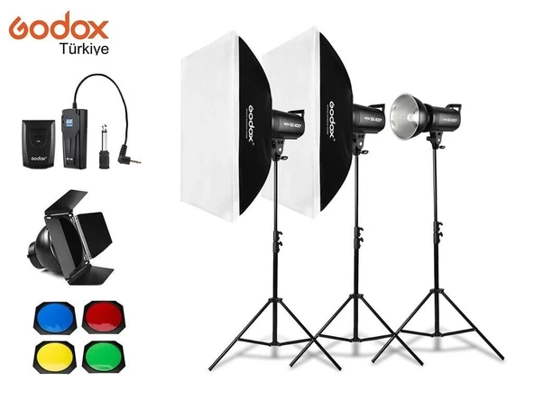 Godox SK400II 400 Watt 3'lü Stüdyo Paraflaş Seti ürün görseli