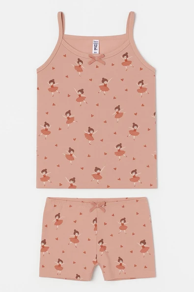 Kız Çocuk Desenli İp Askılı Atlet Şortlu Takım 6'lı Set - Resim 2