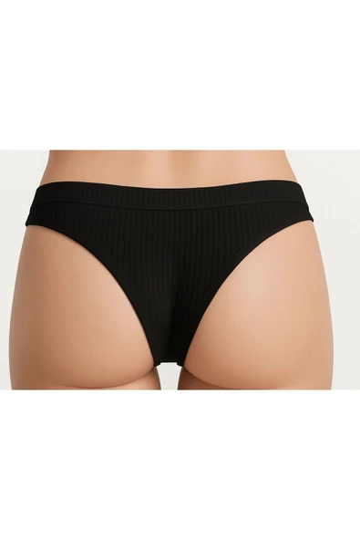 Kadın Pamuklu Tanga Külot 5’li Paket - Siyah - Resim 2