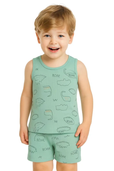 Erkek Çocuk Desenli Ribana Atlet 6'lı Set Pamuklu Rahat Kumaş - Resim 6