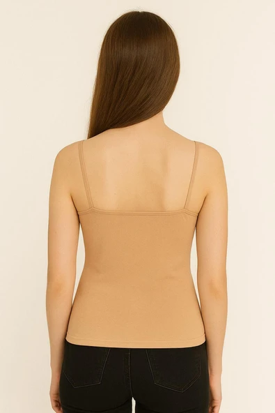 Kadın Pamuklu İp Askılı Atlet 3'lü Set Beyaz , Siyah , Ten - Resim 7