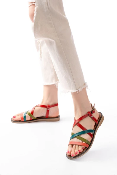 205-017 Multi Ortopedik Hakiki Deri Kadın Sandalet - Resim 3