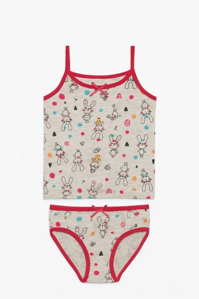 Kız Çocuk Desenli İp Askılı Atlet Şortlu Takım 6'lı Set - Resim 6