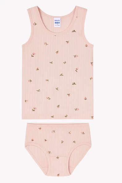 Kız Çocuk Derby Ribana Geniş Askılı Atlet Külotlu Takım 6'lı Set - Resim 4