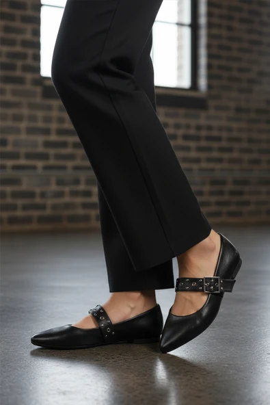 Aspor Siyah Kemerli Kadın Babet - Resim 3