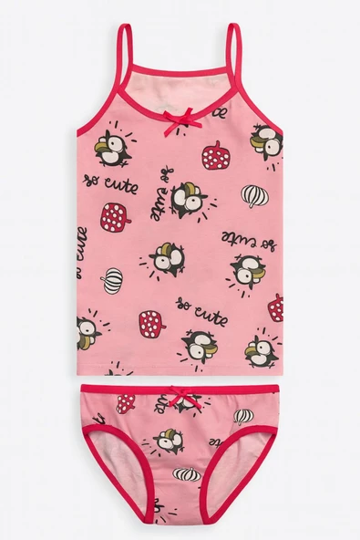 Kız Çocuk Desenli İp Askılı Atlet Şortlu Takım 6'lı Set ürün görseli