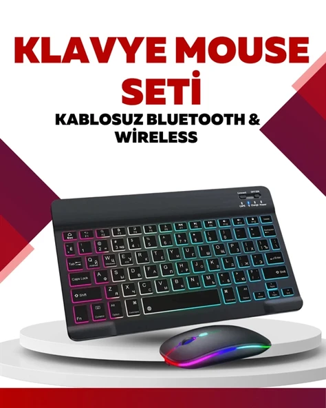 Bluetooth 5.3 Destekli Şarjlı Taşınabilir Klavye + Mouse Kombinasyonu - Resim 2