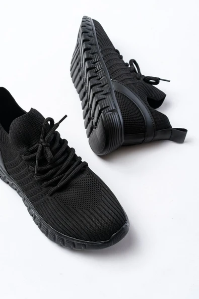 DM-501 Siyah Bağcıklı Faylon Taban Günlük Spor Ayakkabı - Resim 5