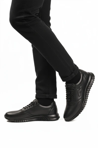 Aspor Siyah Bağcıklı Hakiki Deri Jel Taban Erkek Casual Ayakkabı ürün görseli