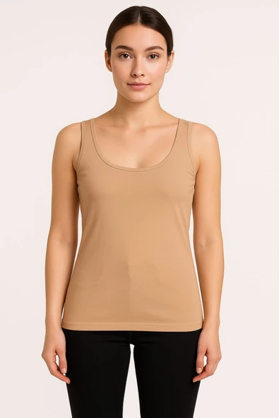 Kadın Basic Pamuklu Atlet Tekli Ten Rengi ürün görseli