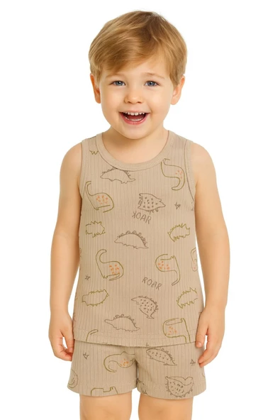 Erkek Çocuk Desenli Ribana Atlet 6'lı Set Pamuklu Rahat Kumaş - Resim 4