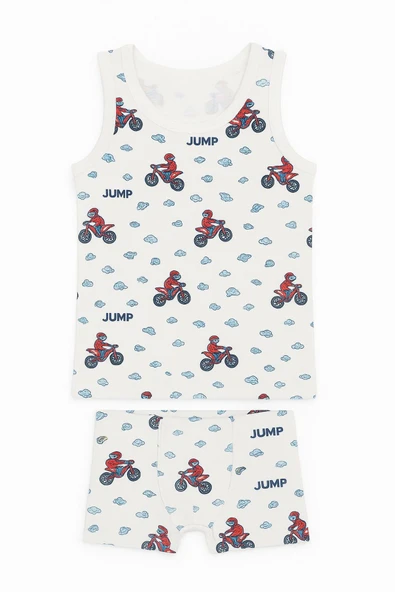 Erkek Çocuk Desenli Atlet Boxer Takım 6'lı Set Pamuklu Rahat Kumaş ürün görseli