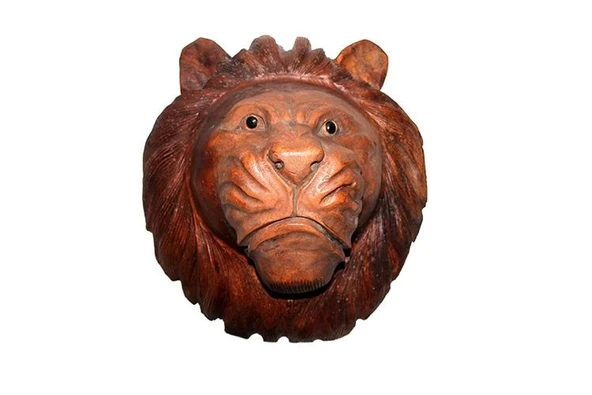 Dekoratif 40Cm Ahşap Aslan Kafası Hediyelik ürün görseli