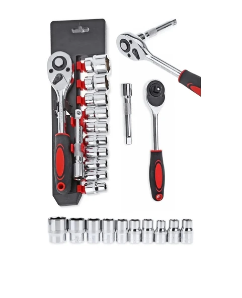 Premium 12 Parça Lokma Anahtar Takımı Cırcırlı Seti Standlı Otomatik Ayarlı Kilitli Mandallı Somun - 2