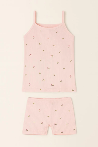 Kız Çocuk Derby Ribana İp Askılı Atlet Şortlu Takım 6'lı Set ürün görseli