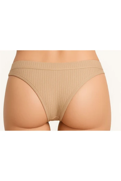 Kadın Pamuklu Tanga Külot 5’li Paket - Taş Rengi - Resim 2
