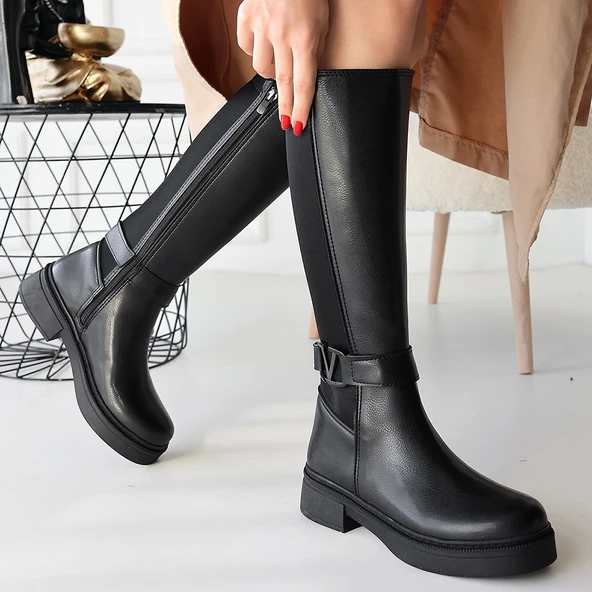 Pabucmarketi Siyah Kadın Topuklu Çizme - 4