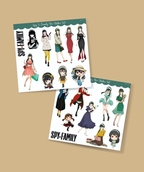 Yor Spy X Family Parlak Kağıt 2Li Sticker Seti -çıkartma -süsleme -anime etiket - 2