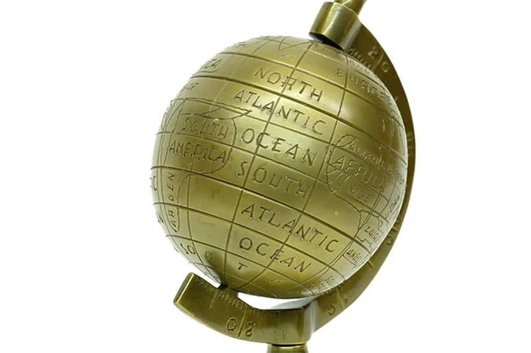 Yerküre Dünya Antik Bronz Dekoratif Hediyelik - Resim 5