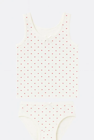 Kız Çocuk Desenli Geniş Askılı Atlet Külotlu Takım 6'lı Set - Resim 2