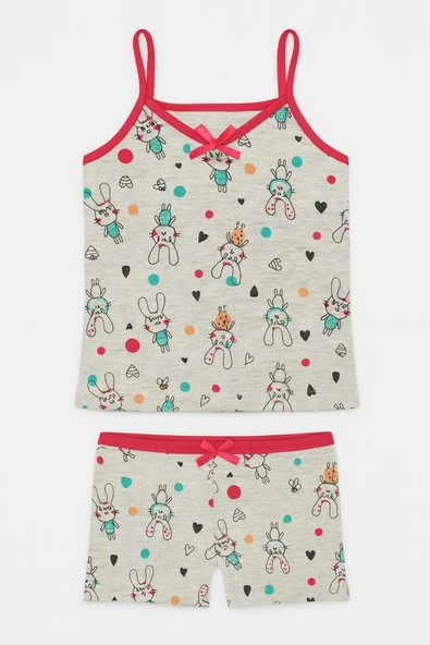 Kız Çocuk Desenli İp Askılı Atlet Külotlu Takım 6'lı Set - Resim 5