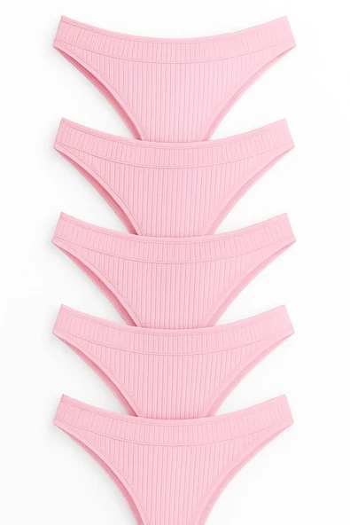 Kadın Pamuklu Tanga Külot 5’li Paket - Pembe - Resim 3