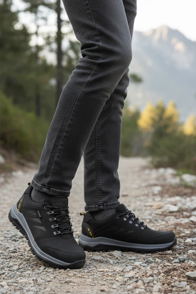 Walkway Siyah Hakiki Deri Bağcıklı Su İtici Erkek Outdoor Ayakkabı - 3