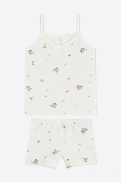 Kız Çocuk Desenli İp Askılı Atlet Külotlu Takım 6'lı Set - Resim 4