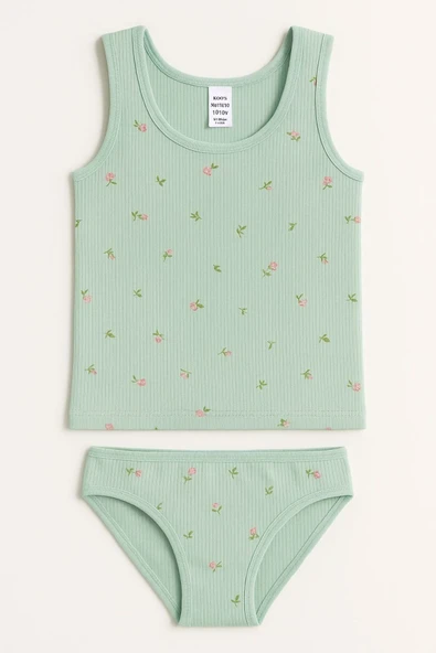 Kız Çocuk Derby Ribana Geniş Askılı Atlet Külotlu Takım 6'lı Set - Resim 6