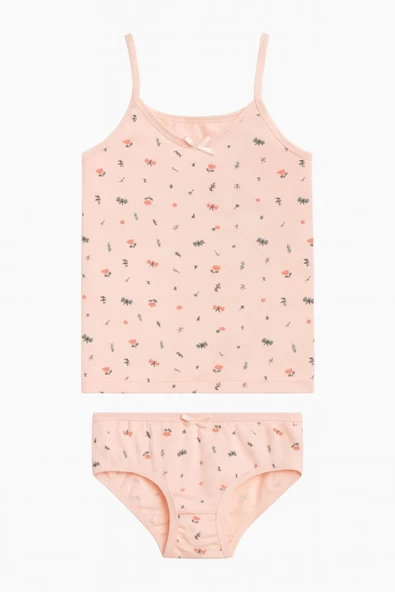 Kız Çocuk Desenli İp Askılı Atlet Şortlu Takım 6'lı Set - Resim 4