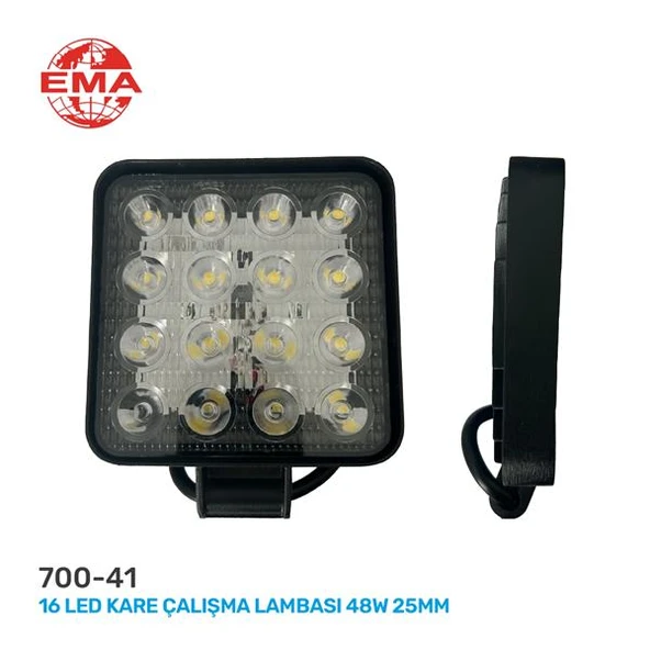 ÇALIŞMA LAMBASI 16 LED KARE 12-24V 25MM ürün görseli