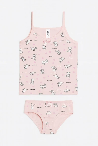 Kız Çocuk Desenli İp Askılı Atlet Külotlu Takım 6'lı Set - Resim 4