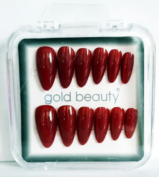 Gold Beauty Kedi Gözü Takma Tırnak 12 li EP-1527 - 1 Kırmızı - 1