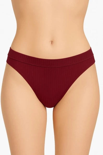 Kadın Pamuklu Tanga Külot 6’lı Set - Siyah Beyaz Pembe Taş Bordo Mint - Resim 5