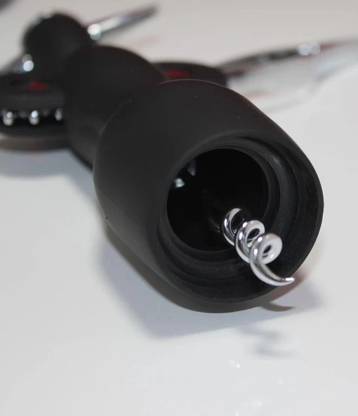 Paslanmaz Çelik Tirbuşon Açacak Siyah Şarap Açacağı - Resim 3