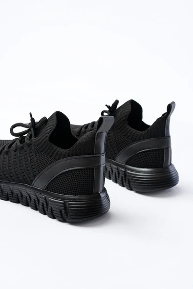 DM-501 Siyah Bağcıklı Faylon Taban Günlük Spor Ayakkabı - Resim 3